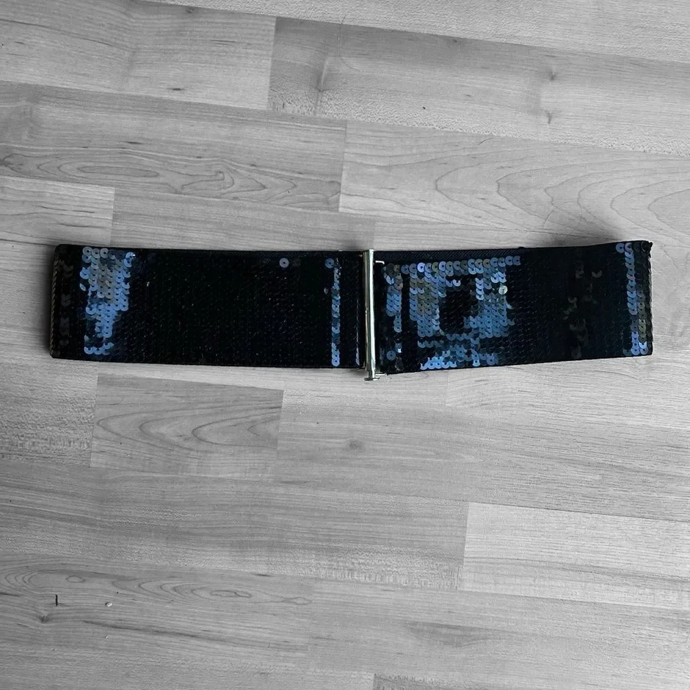 Vintage Wide Black Sequin Belt